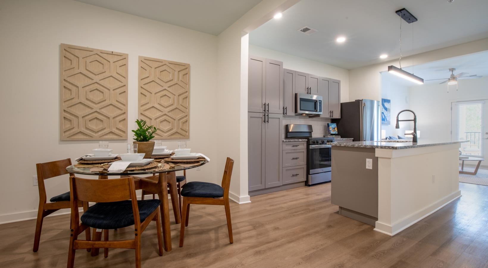 Gorgeous living areas to entertain and enjoy a kitchen with a dining table