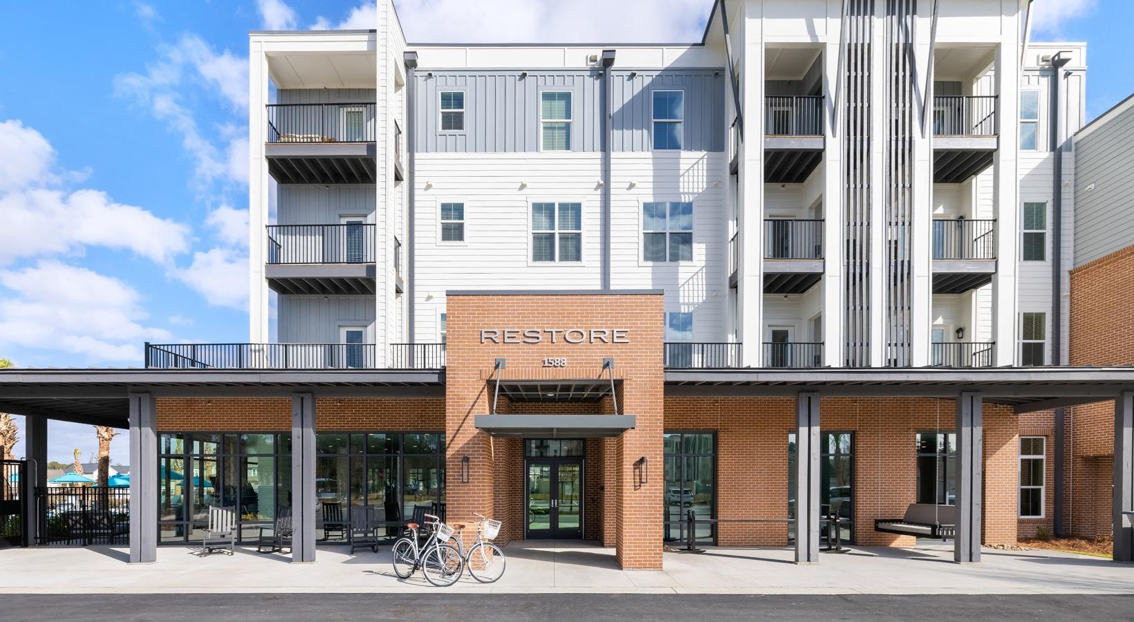 Find your perfect fit at Restore at Carolina Park a building with a bike rack